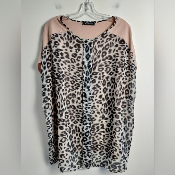 Verpass mixed media top leopard animal print pastel pink plus size 22 blouse - Picture 12 of 12